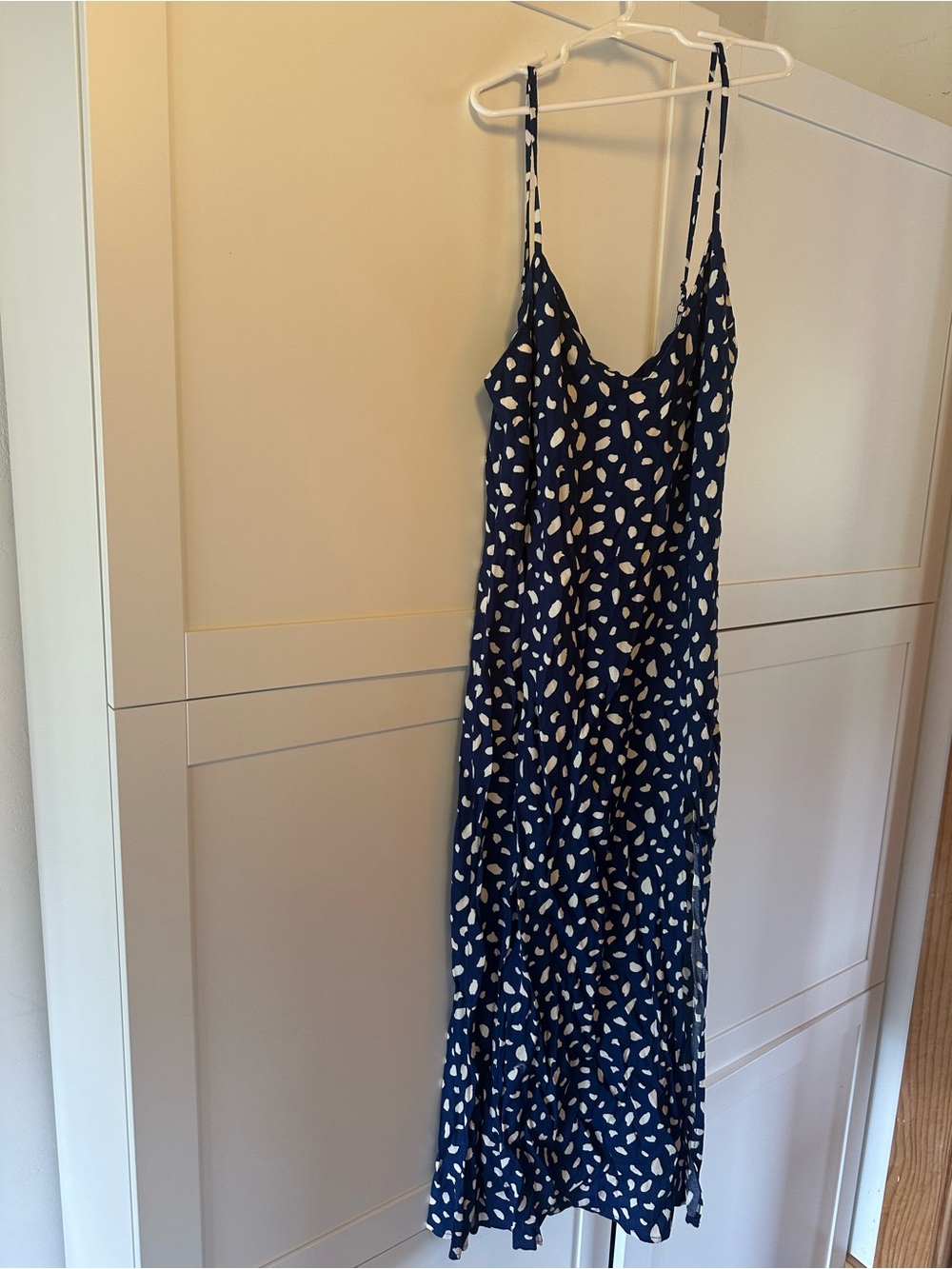 Reformation Navy Blue & White Maxi Slip Dress Sz 2
